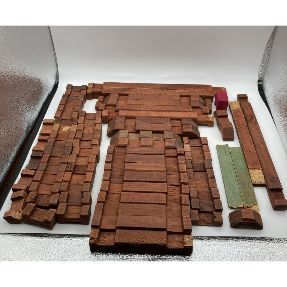 Vintage Balsam Original Hewn Square American Logs Set No. 815 68 Pieces - Picture 2 of 16